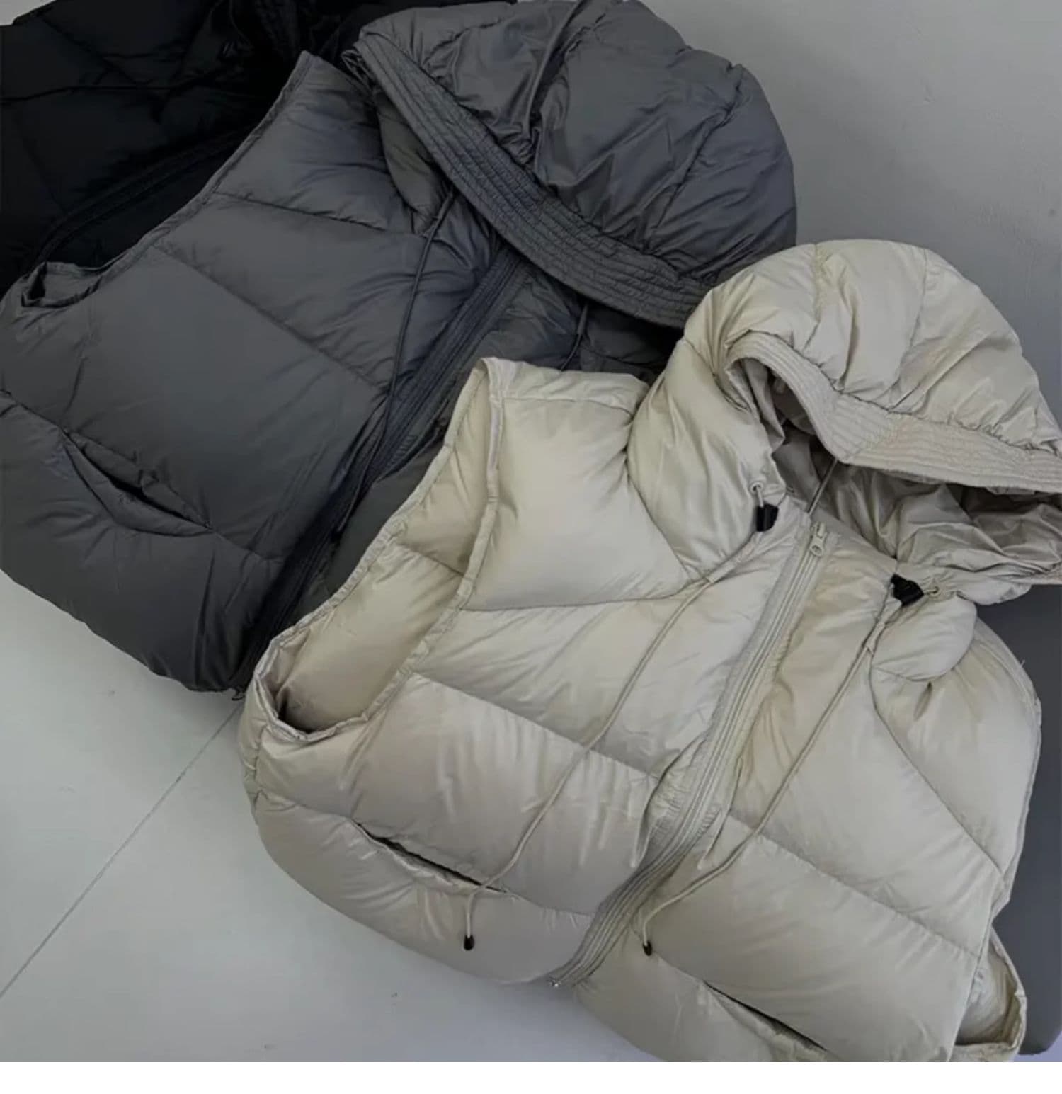 다운 코튼 베스트 여성 짧은 후드 새로운 2026 한 루즈핏 고급 센스 작은 키 조끼 어깨 재킷 상세 이미지 4