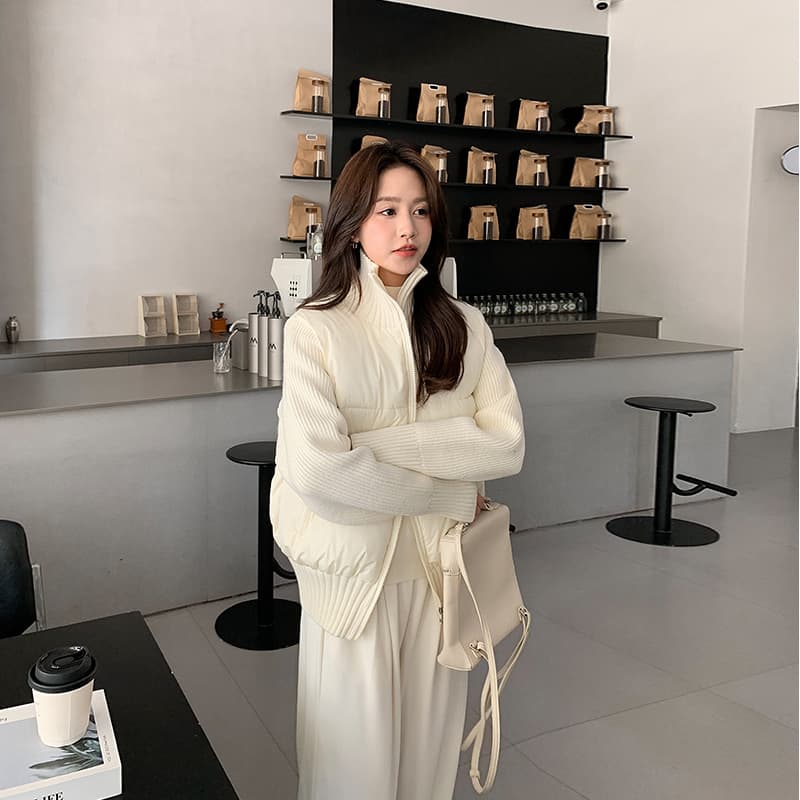 양모 패치워크 2026 가을 겨울 새로운 프랑스식 품격 디자인 센스 작은 대중 쇼트 스타일 화이트 다운 재킷 보온 재킷 상세 이미지 39