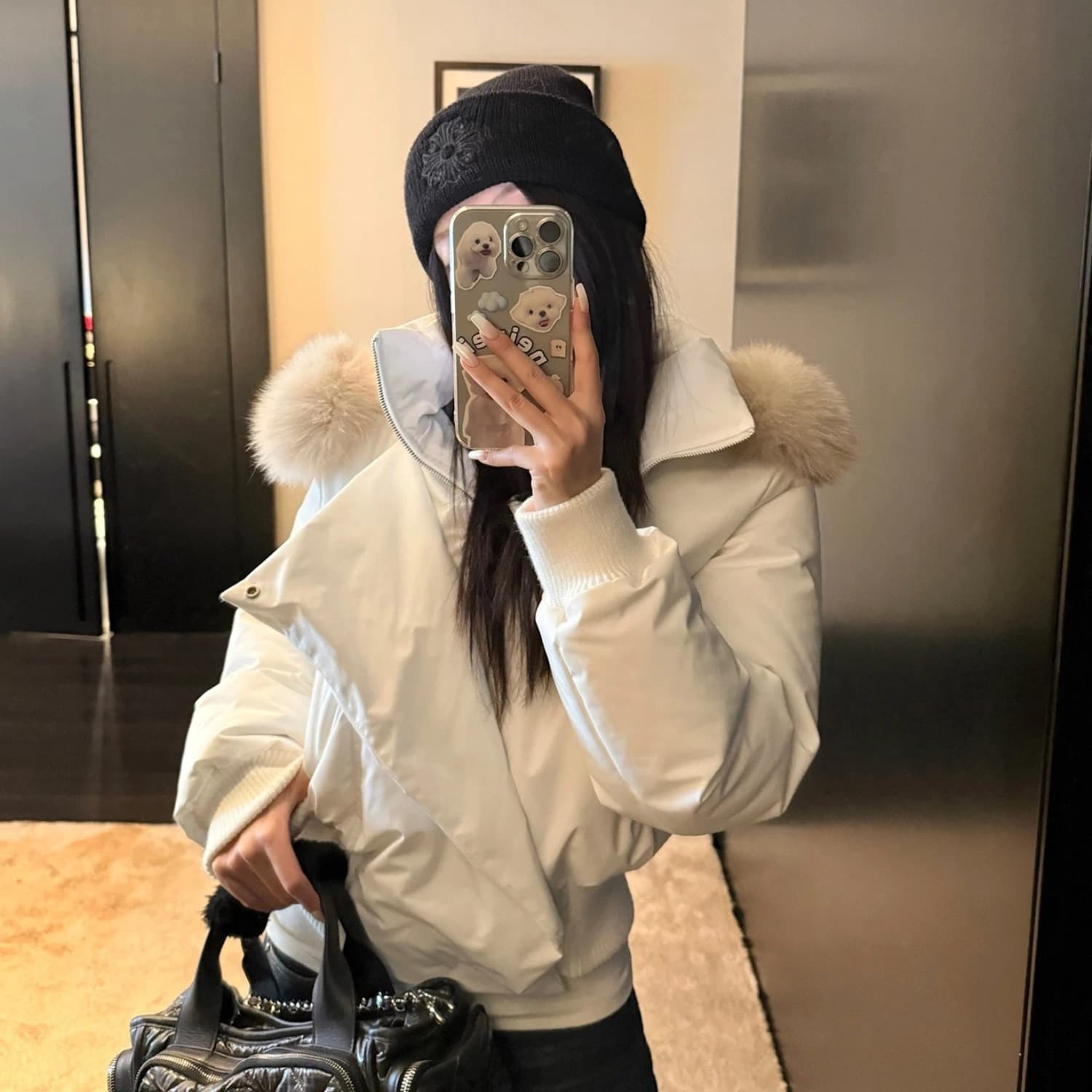 블루스 순간 여우 모피 칼라 쇼트 스타일 자이언트 잘 생긴 다운 재킷 여성 머저리 작은 키 재킷 새로운 코튼 자켓 이미지 2
