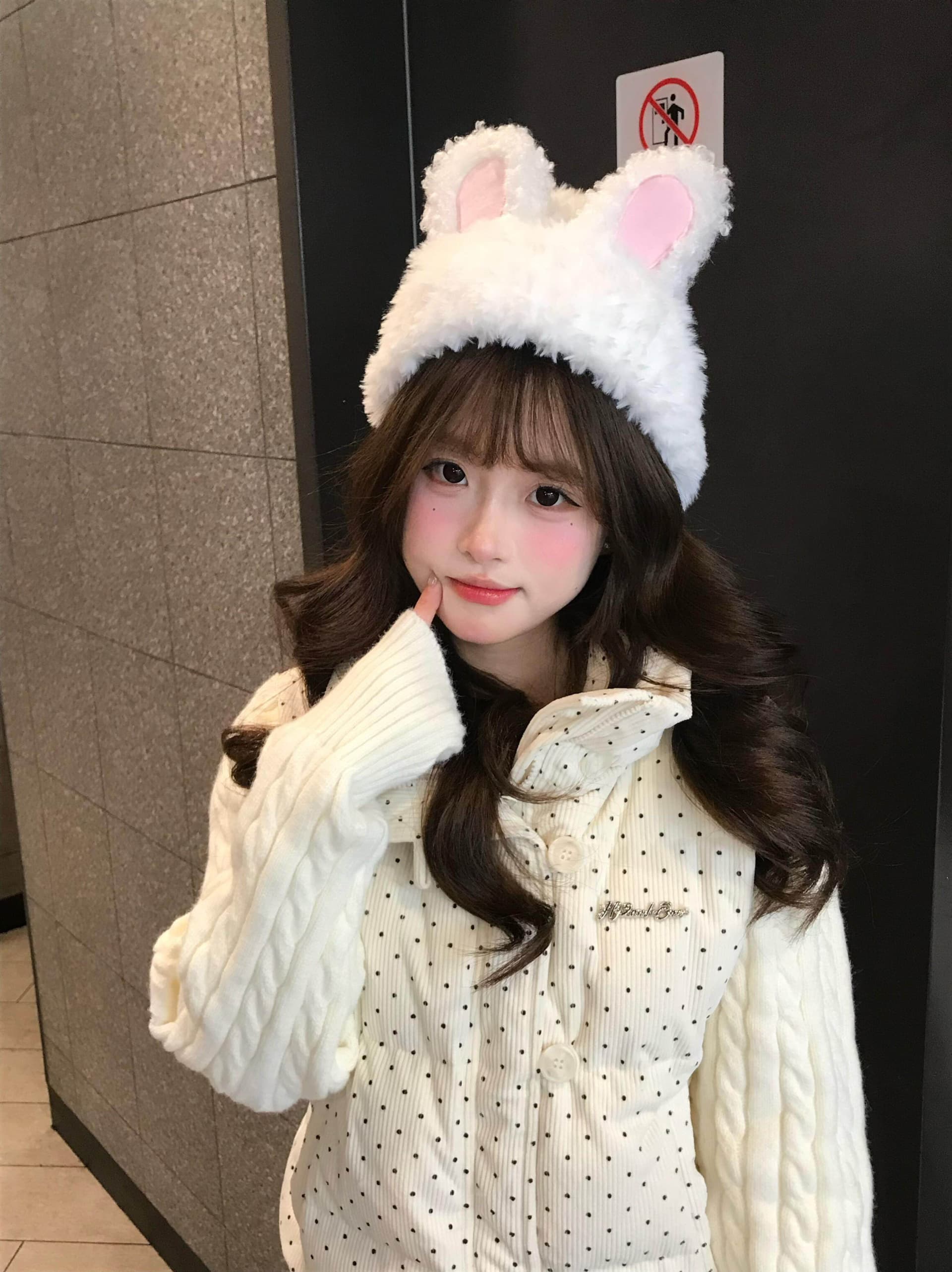 한 부서 달콤함 도트 무늬 니트 패치워크 긴팔 면 의류 여성 코트 겨울 루즈핏 두꺼운 쇼트 스타일 보온 패딩 재킷 상세 이미지 33