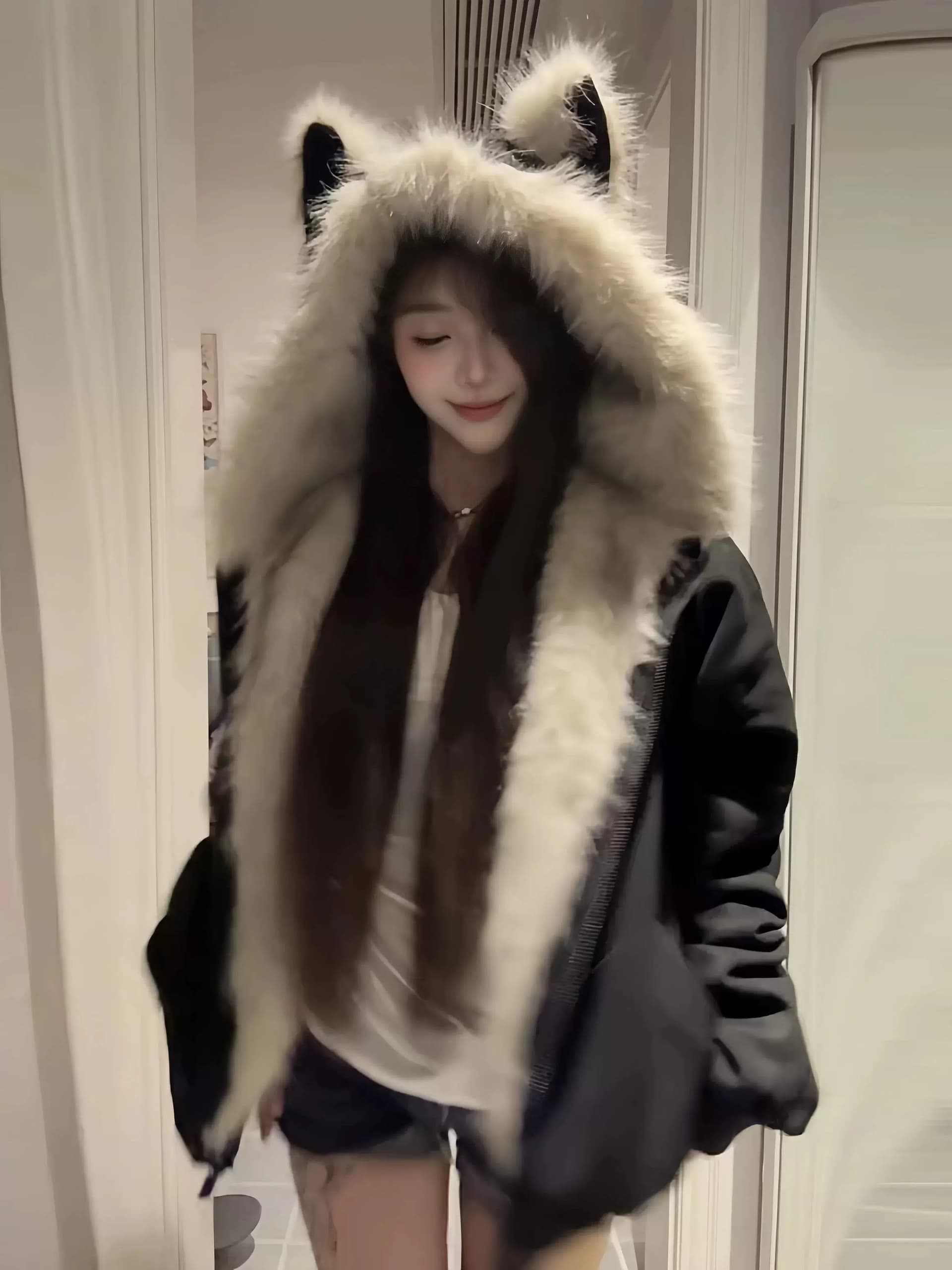 좌 산 조각 털이 많은 모피 칼라 면 의류 재킷 남녀 털이 있고 두꺼운 재킷 아메리칸 cleanfit 겨울 면 옷 상세 이미지 4
