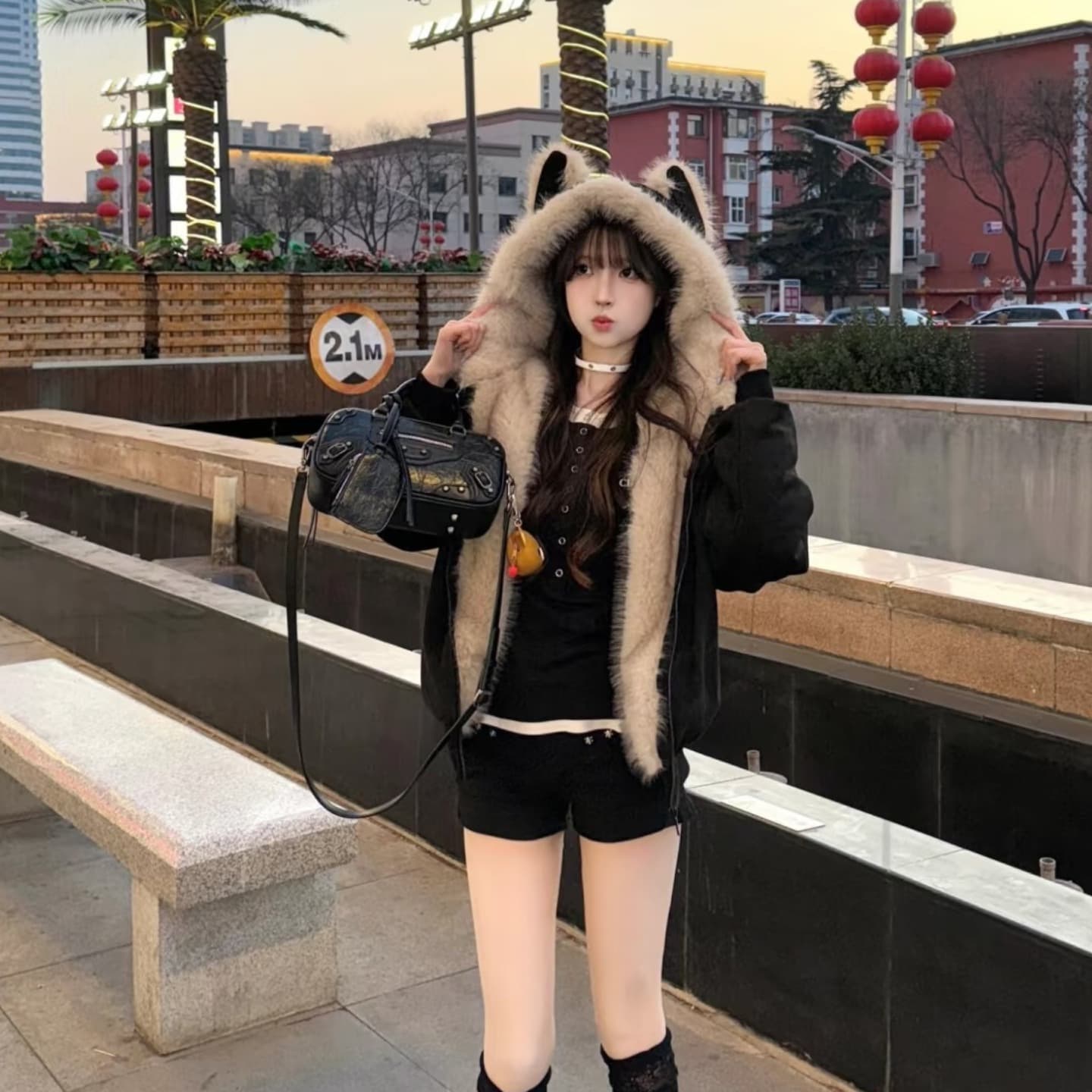 좌 산 조각 털이 많은 모피 칼라 면 의류 재킷 남녀 털이 있고 두꺼운 재킷 아메리칸 cleanfit 겨울 면 옷 이미지 2