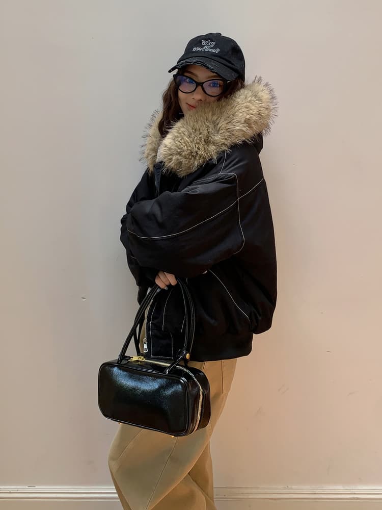모피 칼라 좌 산 조각 재킷 면 의류 남녀 루즈핏 아메리칸 워크웨어 새로운 재킷 털이 있는 보온 상세 이미지 35