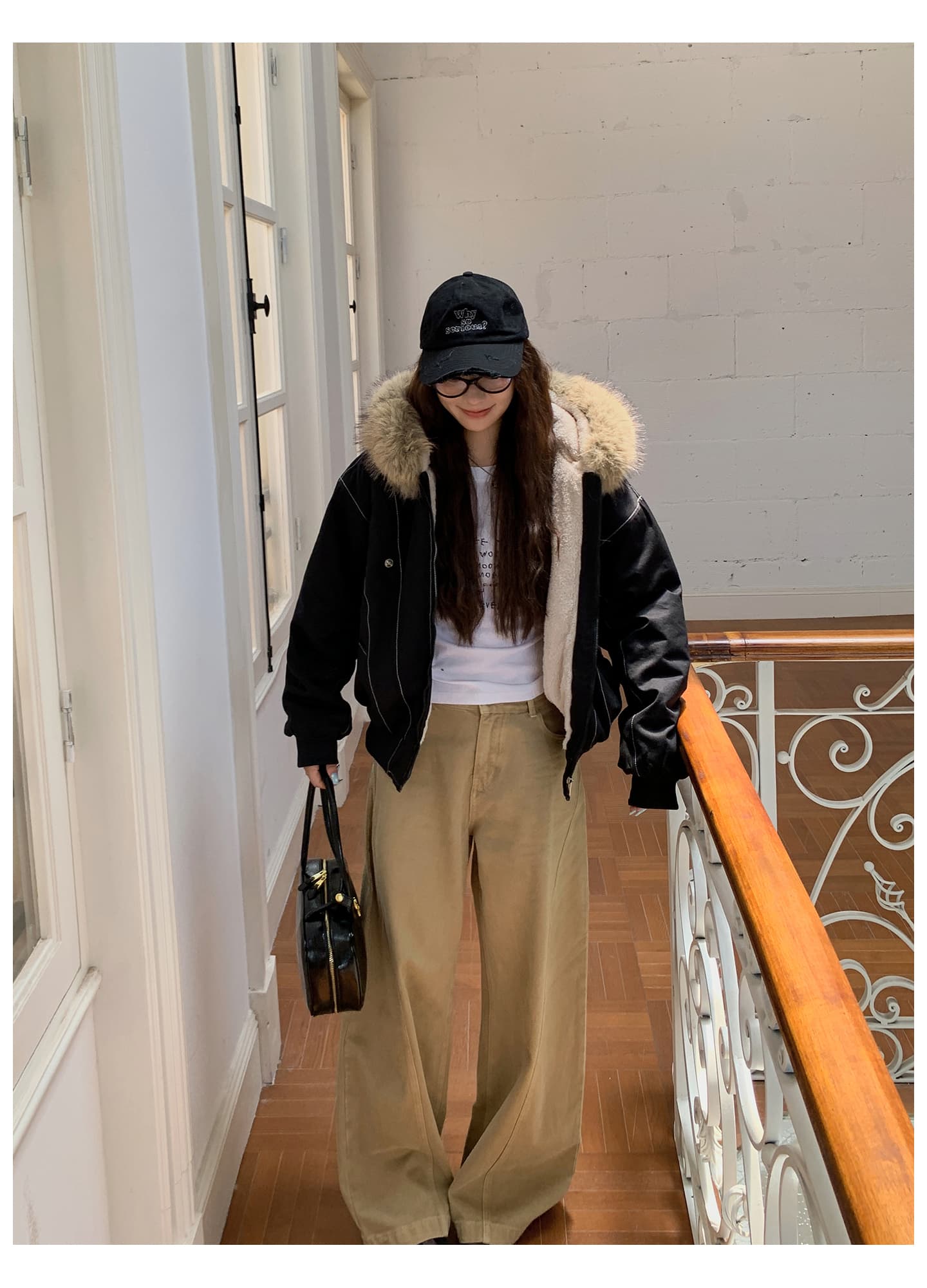 모피 칼라 좌 산 조각 재킷 면 의류 남녀 루즈핏 아메리칸 워크웨어 새로운 재킷 털이 있는 보온 상세 이미지 37