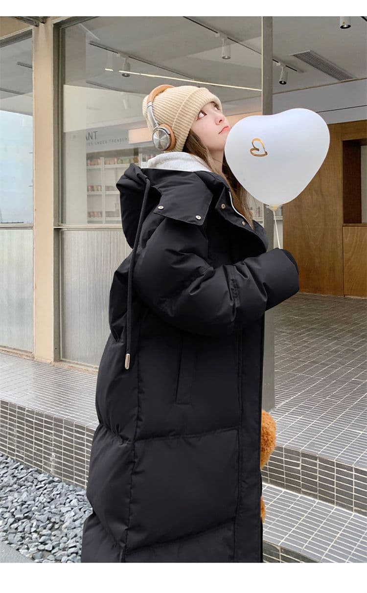 루즈핏 커플 한 조각 겨울 대 이불 다운 재킷 여성 코트 롱 코트 무릎 아래 두꺼운 보온 패딩 재킷 면 옷 상세 이미지 24