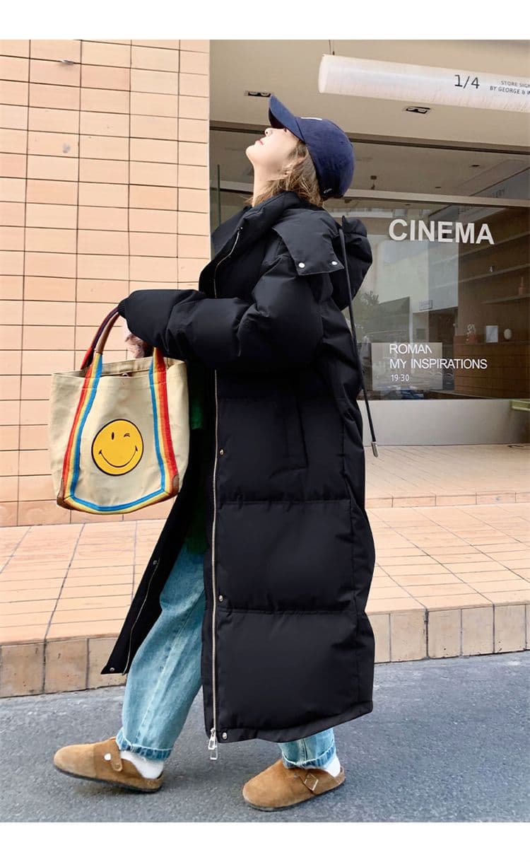 루즈핏 커플 한 조각 겨울 대 이불 다운 재킷 여성 코트 롱 코트 무릎 아래 두꺼운 보온 패딩 재킷 면 옷 상세 이미지 26