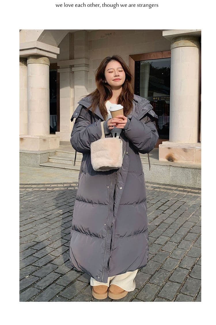 루즈핏 커플 한 조각 겨울 대 이불 다운 재킷 여성 코트 롱 코트 무릎 아래 두꺼운 보온 패딩 재킷 면 옷 상세 이미지 45