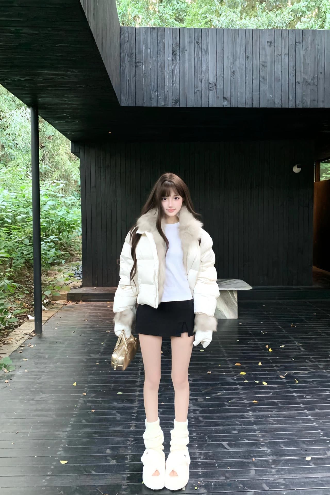 겨울 새로운 쇼트 스타일 아래 면화 의류 여성 모방 여우 모피 칼라 루즈핏 두꺼운 작은 키 한국 스타일 빵 외투 이미지 7