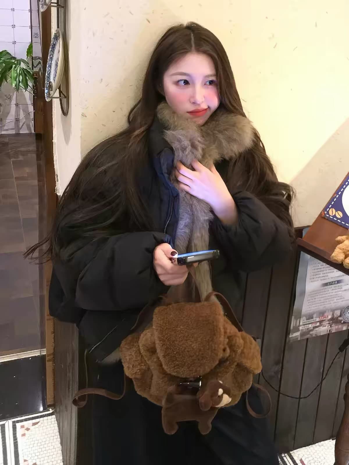 겨울 새로운 쇼트 스타일 아래 면화 의류 여성 모방 여우 모피 칼라 루즈핏 두꺼운 작은 키 한국 스타일 빵 외투 상세 이미지 24
