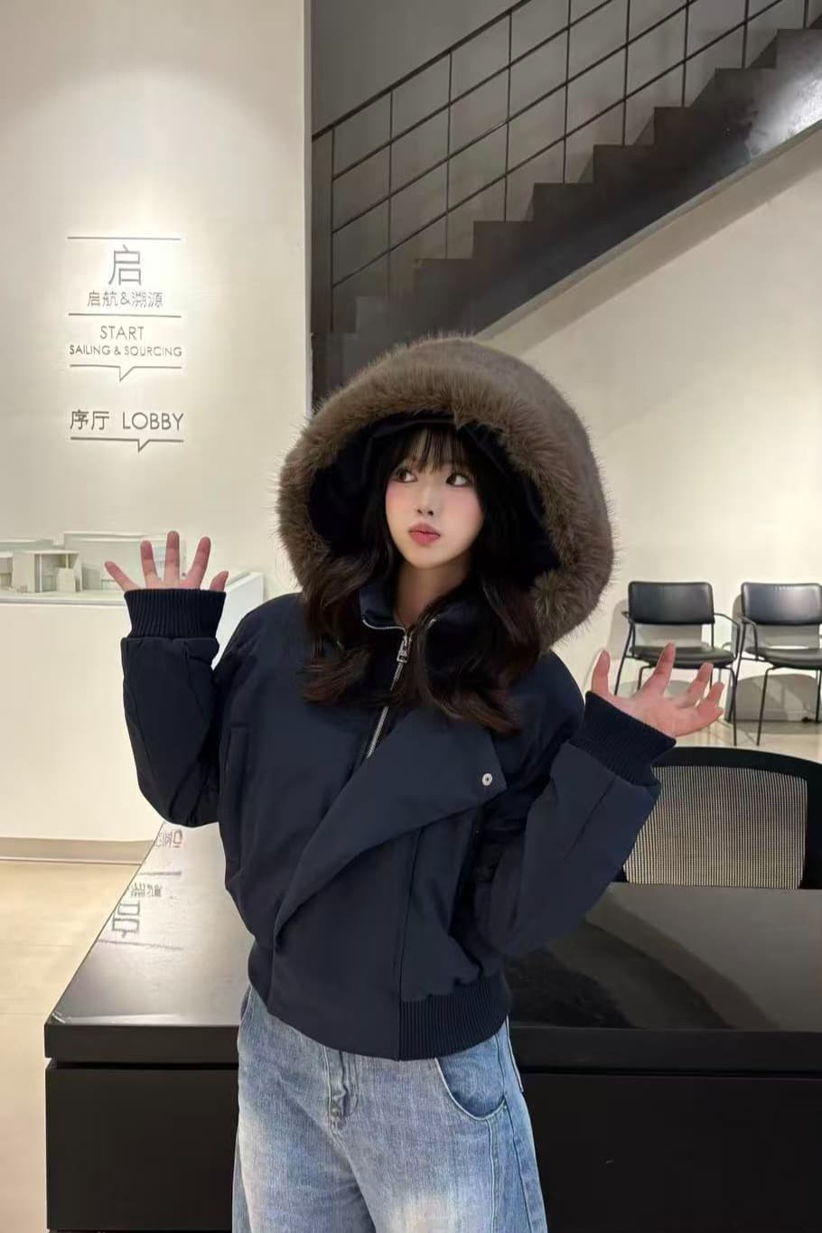 블루스 순간 여우 모피 칼라 쇼트 스타일 자이언트 잘 생긴 다운 재킷 여성 머저리 작은 키 재킷 새로운 코튼 자켓 이미지 7