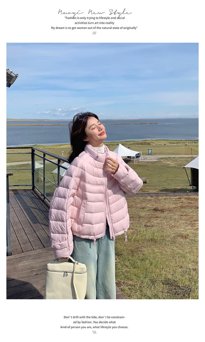 한국 스타일 루즈핏 2026 새로운 다운 재킷 여성 갈비 살 버블 푸 내부 및 외부 같은 재료 거북이 쇼트 스타일 코튼 자켓 상세 이미지 13