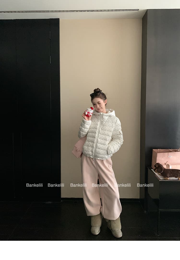 밤나무 코코아 한 여성 꽃무늬 따뜻한 따뜻한 패키지 겨울 제로 압력 센스 ins 갈비 살 후드 다운 재킷 여성 겨울 면 옷 상세 이미지 12