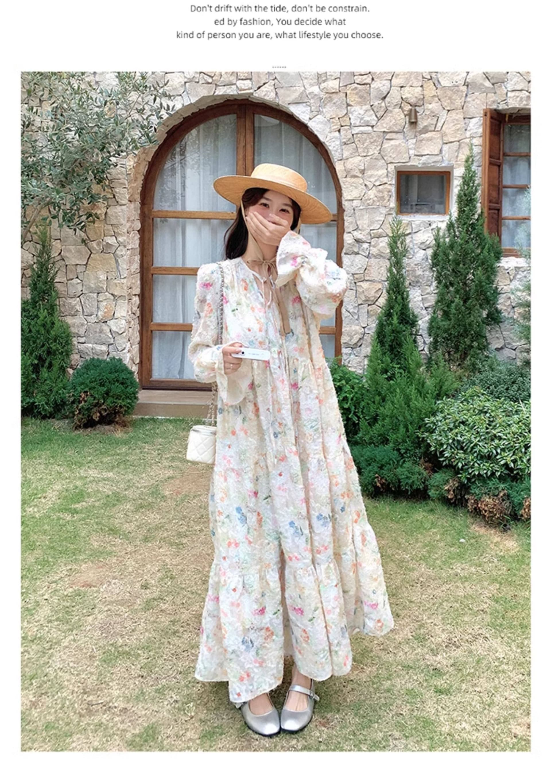 슈퍼 요정 부드러운 바람 낭만주의 프랑스식 Chic 도파민 꽃무늬 롱 스커트 새로운 품격 큰 진자 종류 여성 드레스 봄 상세 이미지 6