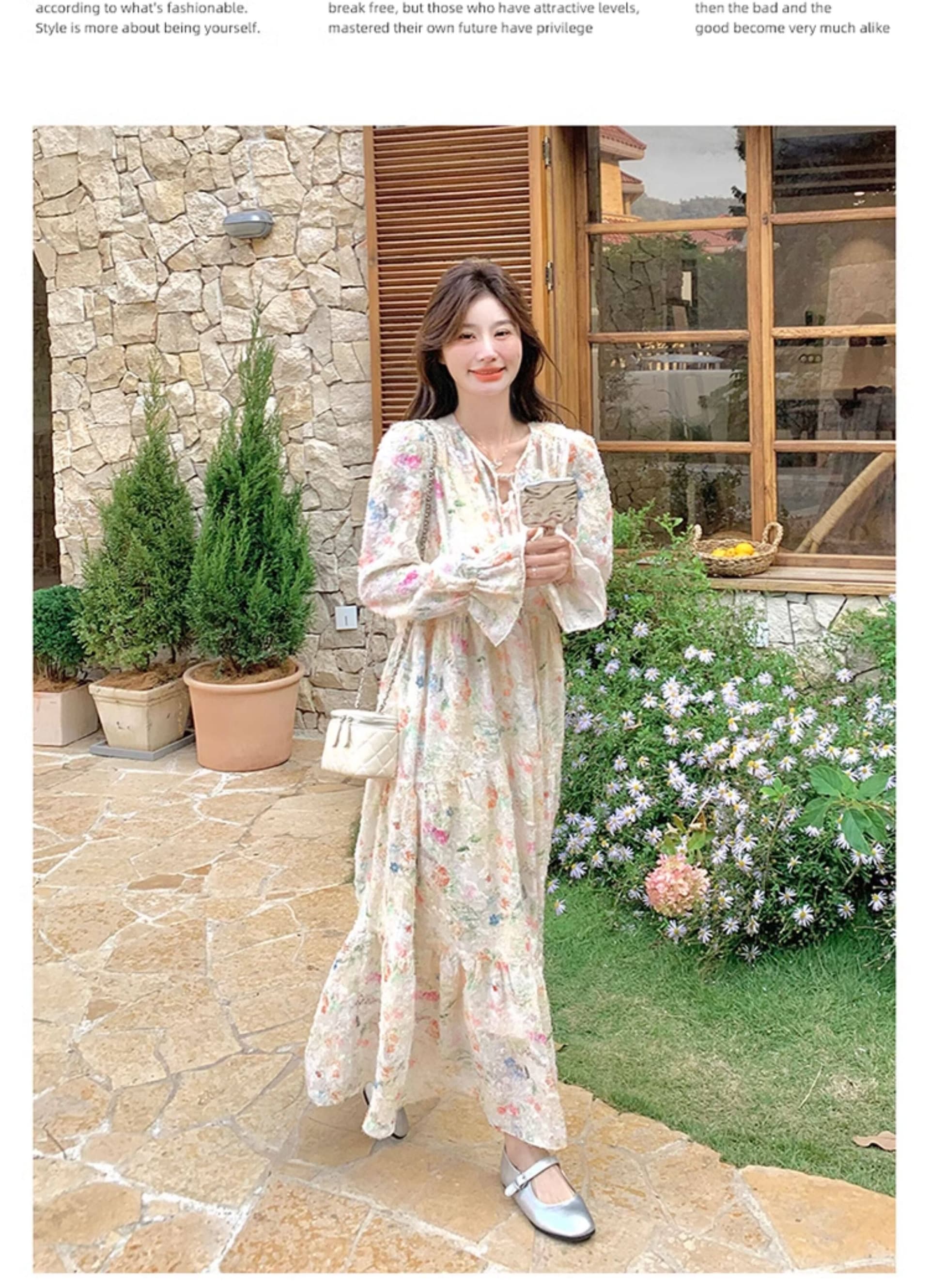 슈퍼 요정 부드러운 바람 낭만주의 프랑스식 Chic 도파민 꽃무늬 롱 스커트 새로운 품격 큰 진자 종류 여성 드레스 봄 상세 이미지 13