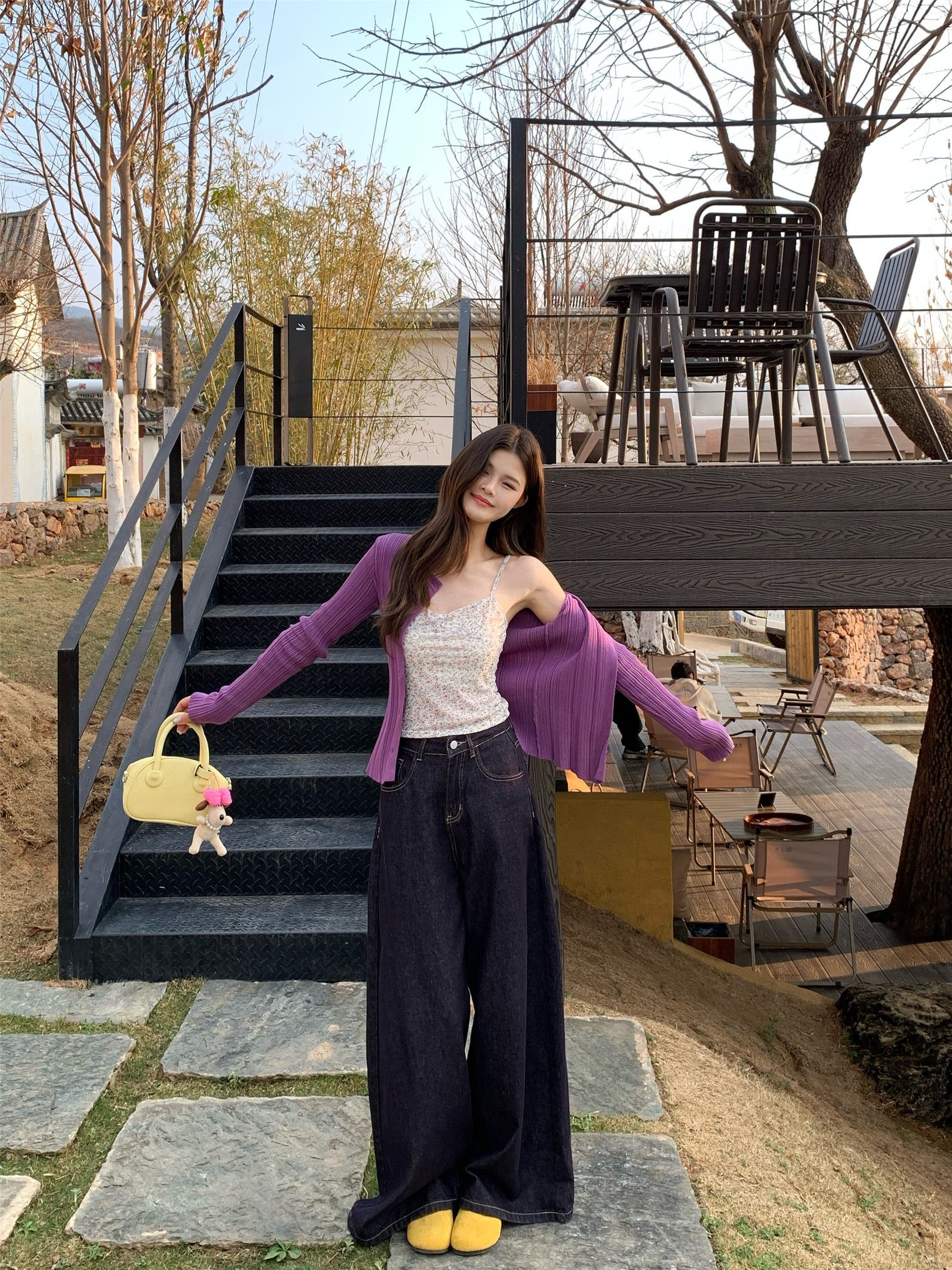 보라색 질감 센스 인사이드 가져 가라. 이른 봄 새로운 몸매 가꾸기 아름다운 자이언트 잘 생긴 봄 다용도 쇼트 스타일 달콤한 매운맛 꽃무늬 슬립 상세 이미지 14