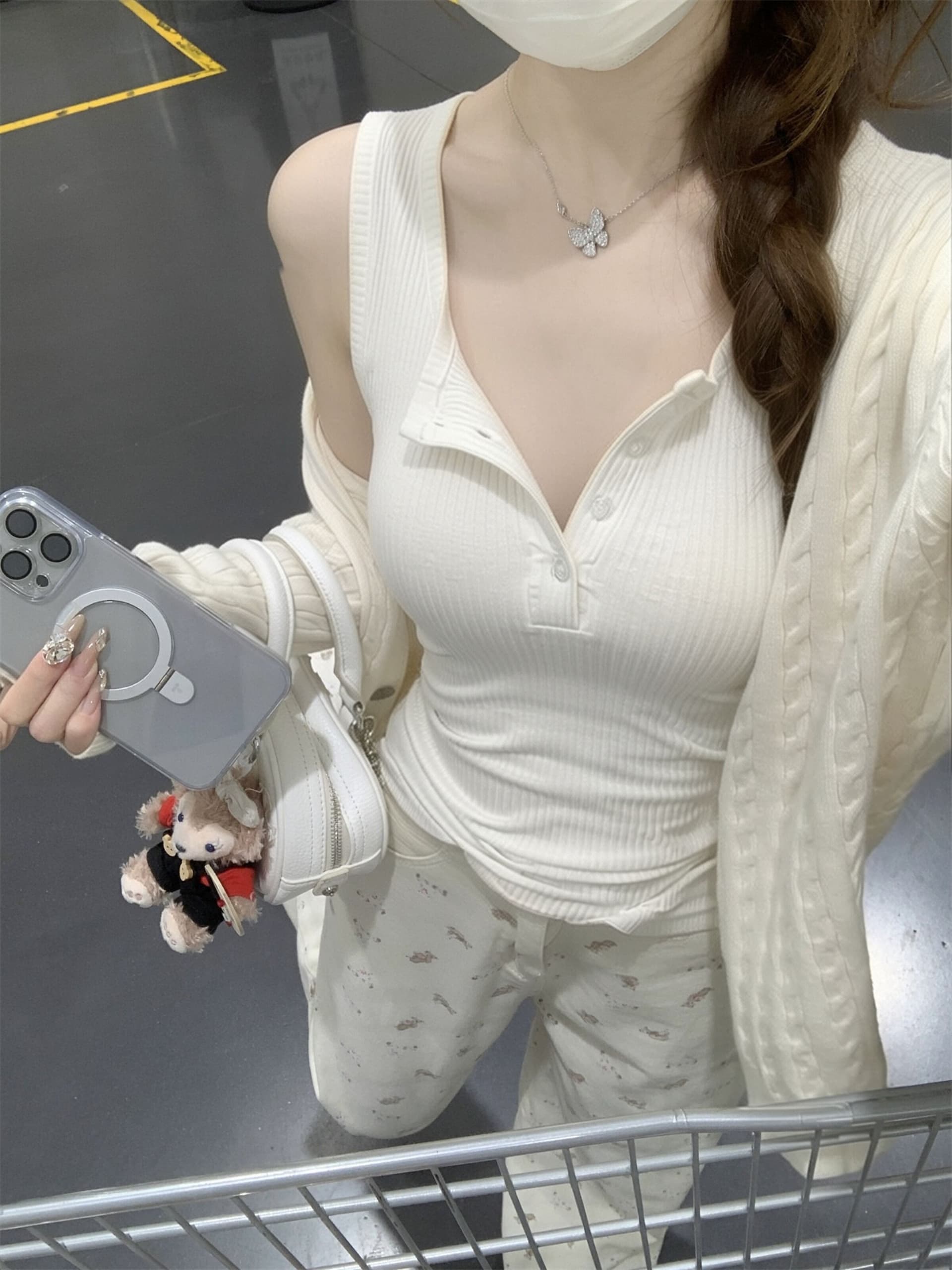 광장 칼라 캐미솔 정장 인사이드 가져 가라. 표지 대리인 우유 만나는 맨위 여름 외출용 얇은 스타일 니트 민소매 티셔츠 상세 이미지 12