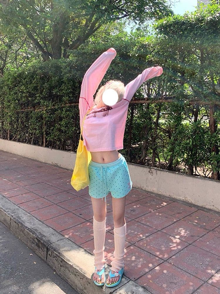 아메리칸 고급 센스 핫걸 도트 무늬 3 점 바지 여성 작은 키 여름 캐주얼 운동 외출용 핫 바지 한 마디 반바지 상세 이미지 3