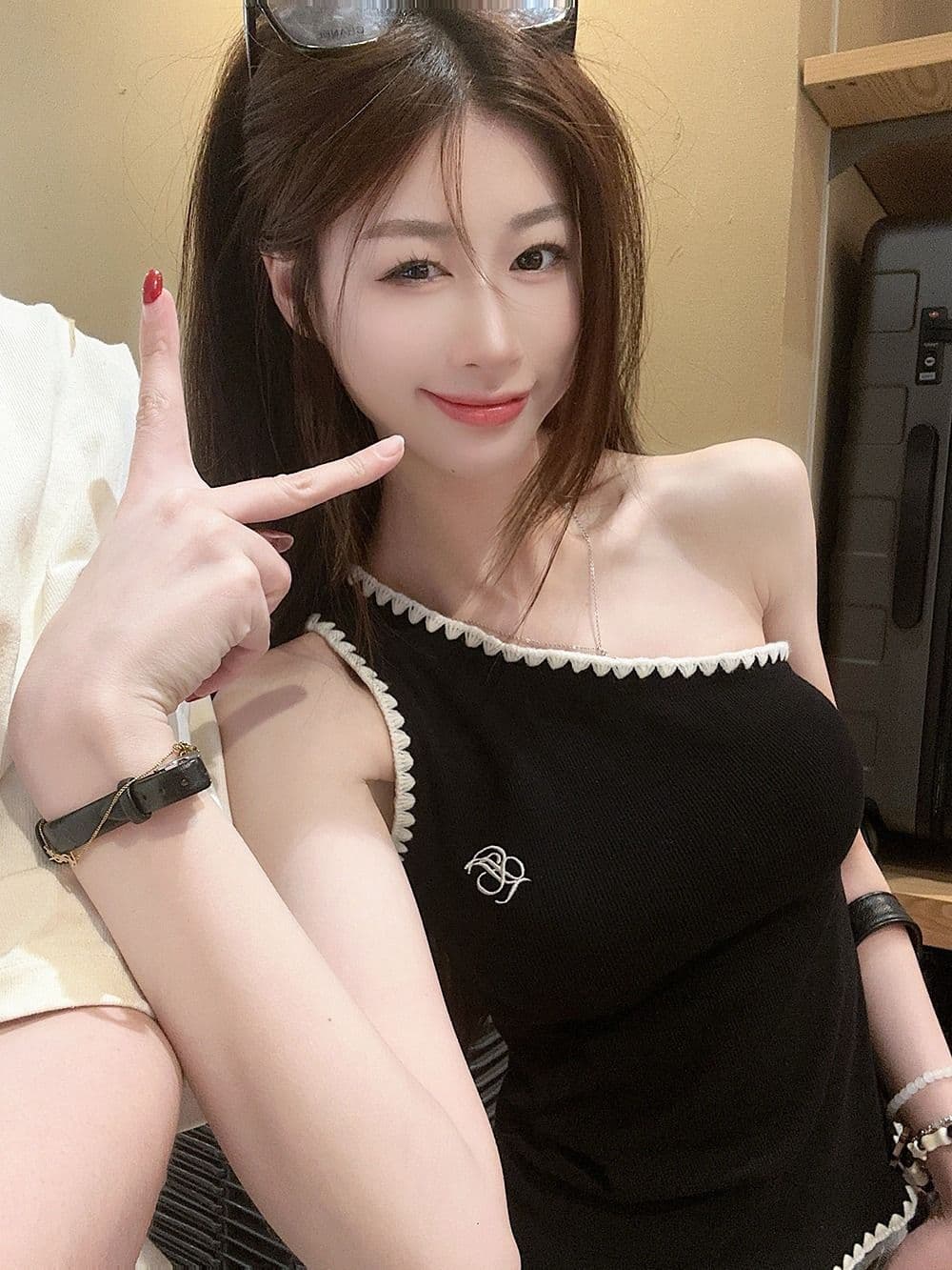 와 사고 방식 달콤한 핫걸 리본 배색 비스듬한 어깨 캐미솔 여름 알파벳 자수 민소매 맨위 상세 이미지 13