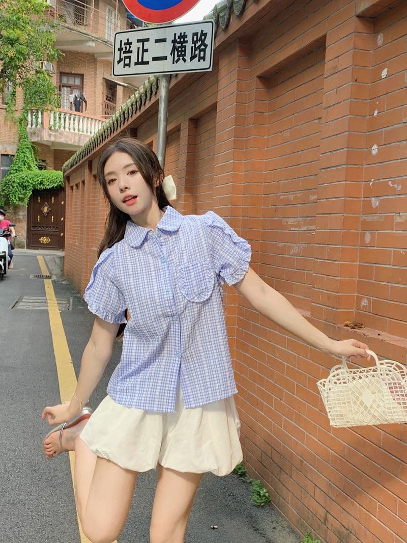 달콤함 연령 감소 프랑스식 Chic 프릴 Feifei 소매 셔츠 여성 2026 여름 새로운 디자인 센스 작은 대중 맨위
