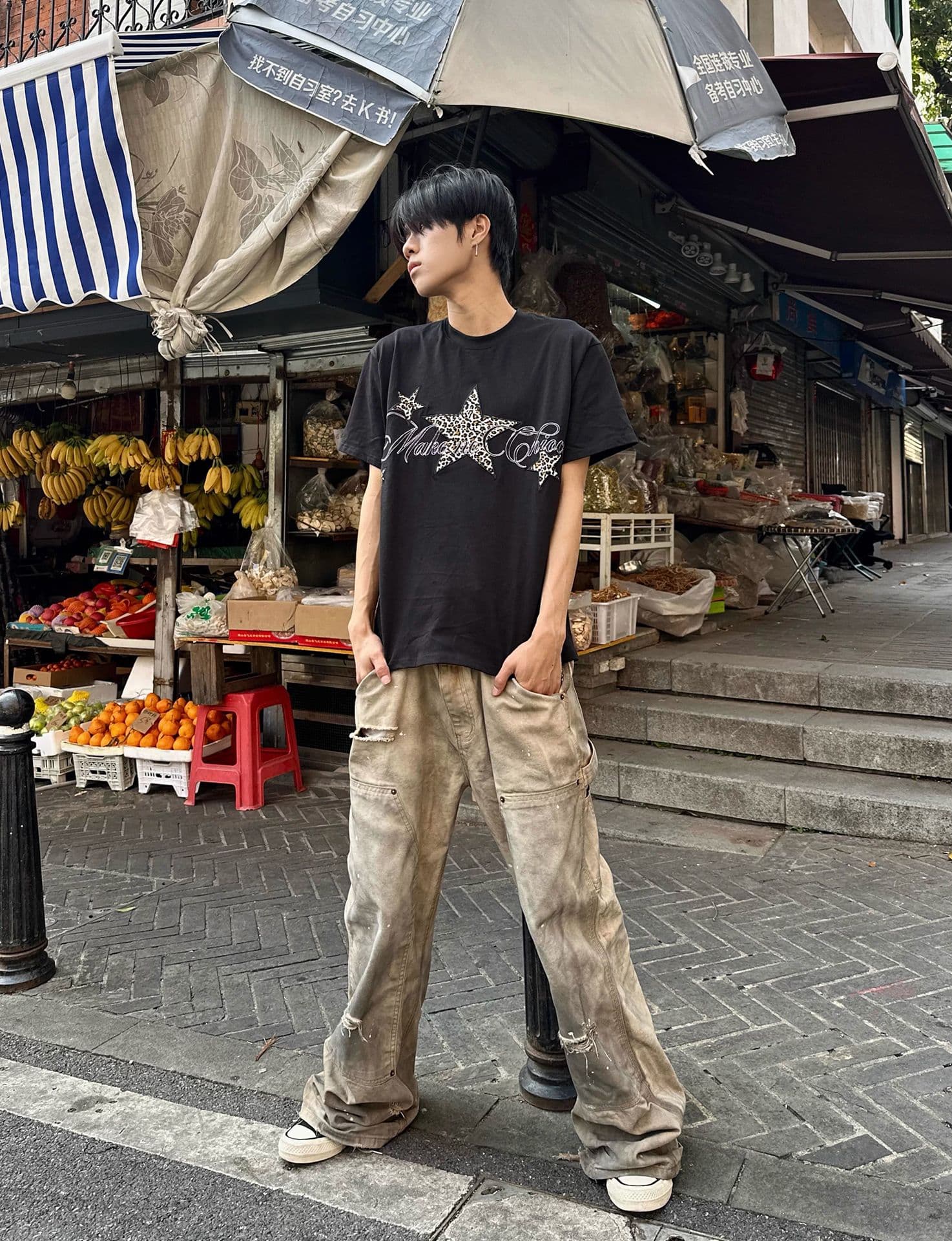 자수 패치 네리 가게 천 19 지점 220 그램 순면 반팔 티셔츠 여성 상세 이미지 23