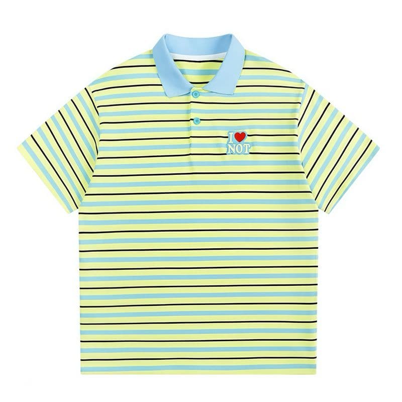 더블 실 260 그램 마 사전 수축 높은 품질 자수 polo 폴로 칼라 반팔 새로운 스트라이프 반팔 맨위 여성 상세 이미지 2