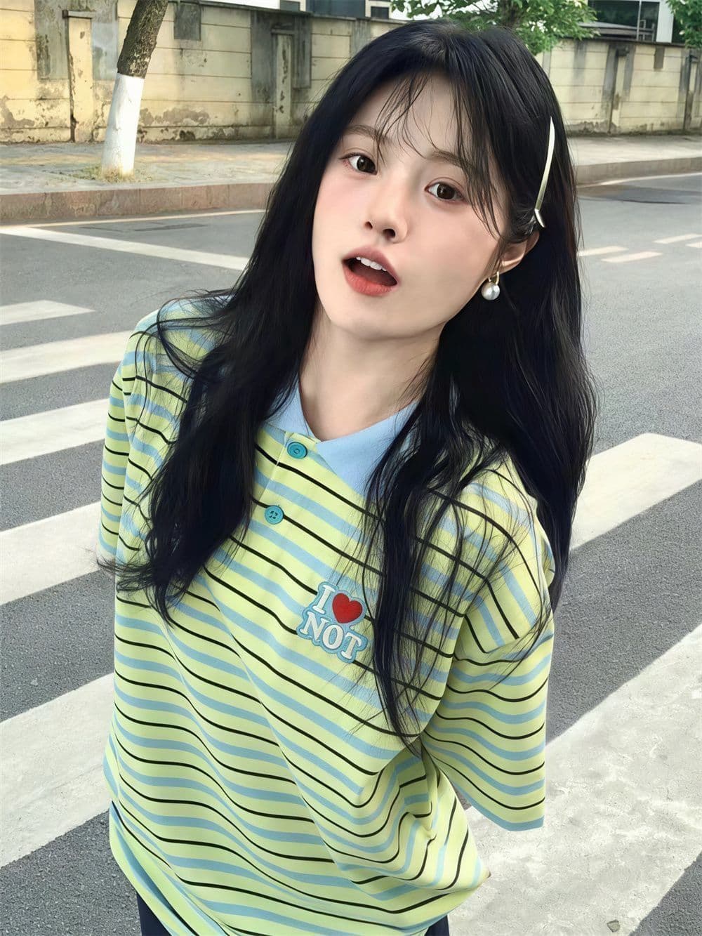 더블 실 260 그램 마 사전 수축 높은 품질 자수 polo 폴로 칼라 반팔 새로운 스트라이프 반팔 맨위 여성 상세 이미지 3
