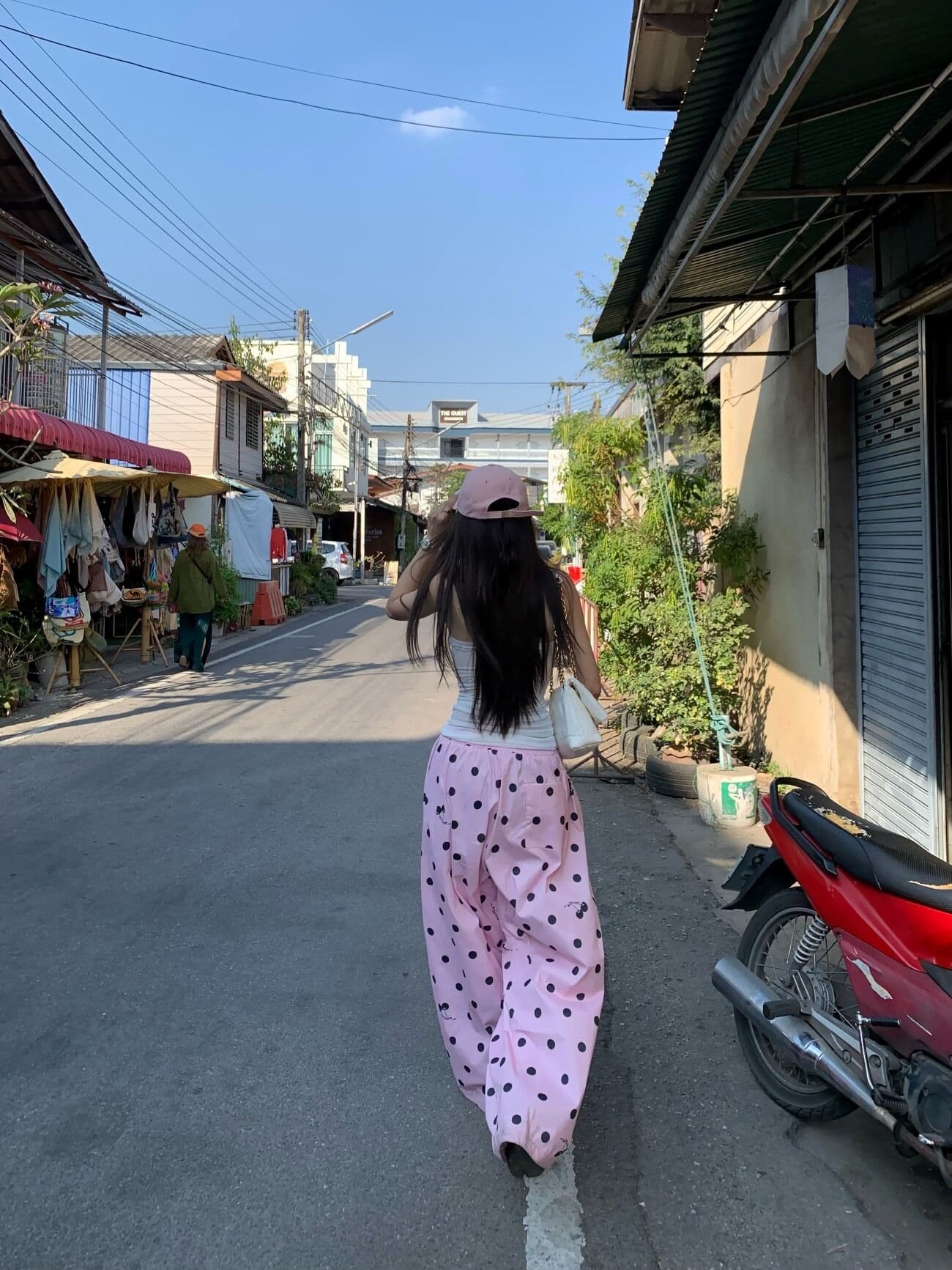 원본 품질 디자인 센스 도파민 도트 무늬 와이드 레깅스 바지 새로운 루즈핏 캐주얼 바지 하이웨이스트 야외 바지 상세 이미지 19