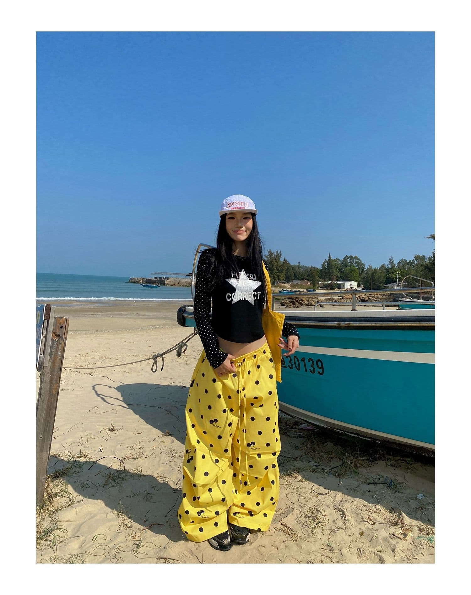 원본 품질 디자인 센스 도파민 도트 무늬 와이드 레깅스 바지 새로운 루즈핏 캐주얼 바지 하이웨이스트 야외 바지 상세 이미지 23