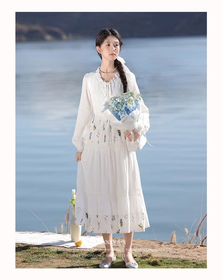프랑스식 품격 베이지 색 여성 드레스 2026 년 봄 새로운 슬림해 보이는 청춘 숨 미니멀리즘 밝은색 롱 스커트 상세 이미지 6