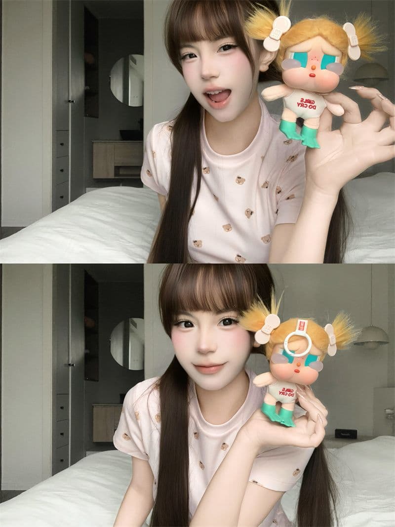 좋은 품질 천 인쇄 40 220 그램 92 면 8 암모니아 Lun 긍정적 인 어깨 작은 곰 프린트 반팔 티셔츠 상세 이미지 6