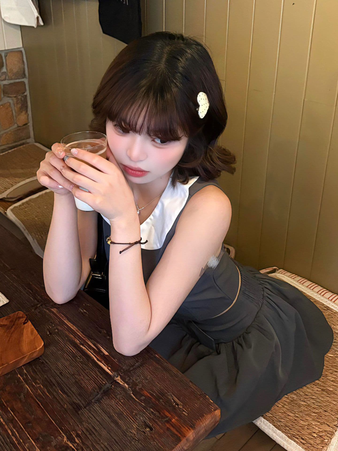 한 부서 천 골드 센스 착용 가져 가라. 전체 집합 자이언트 잘 생긴 달콤함 베이비 칼라 조끼 맨위 나비 매듭 반 스커트 투피스 세트 상세 이미지 2