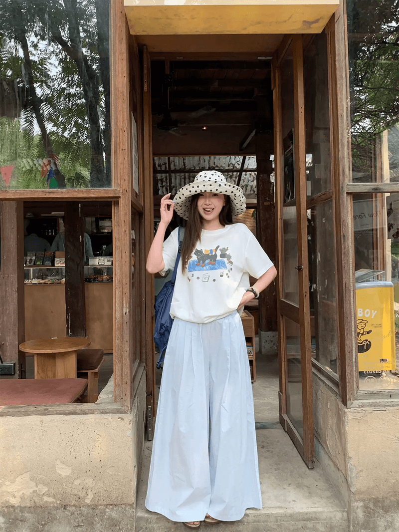 2026 한국 대외 무역 새로운 이후 패키지 칼라 여름 드레스 한 부서 반팔 티셔츠 여성 한국 스타일 루즈핏 빅 사이즈 프린트 이미지 2