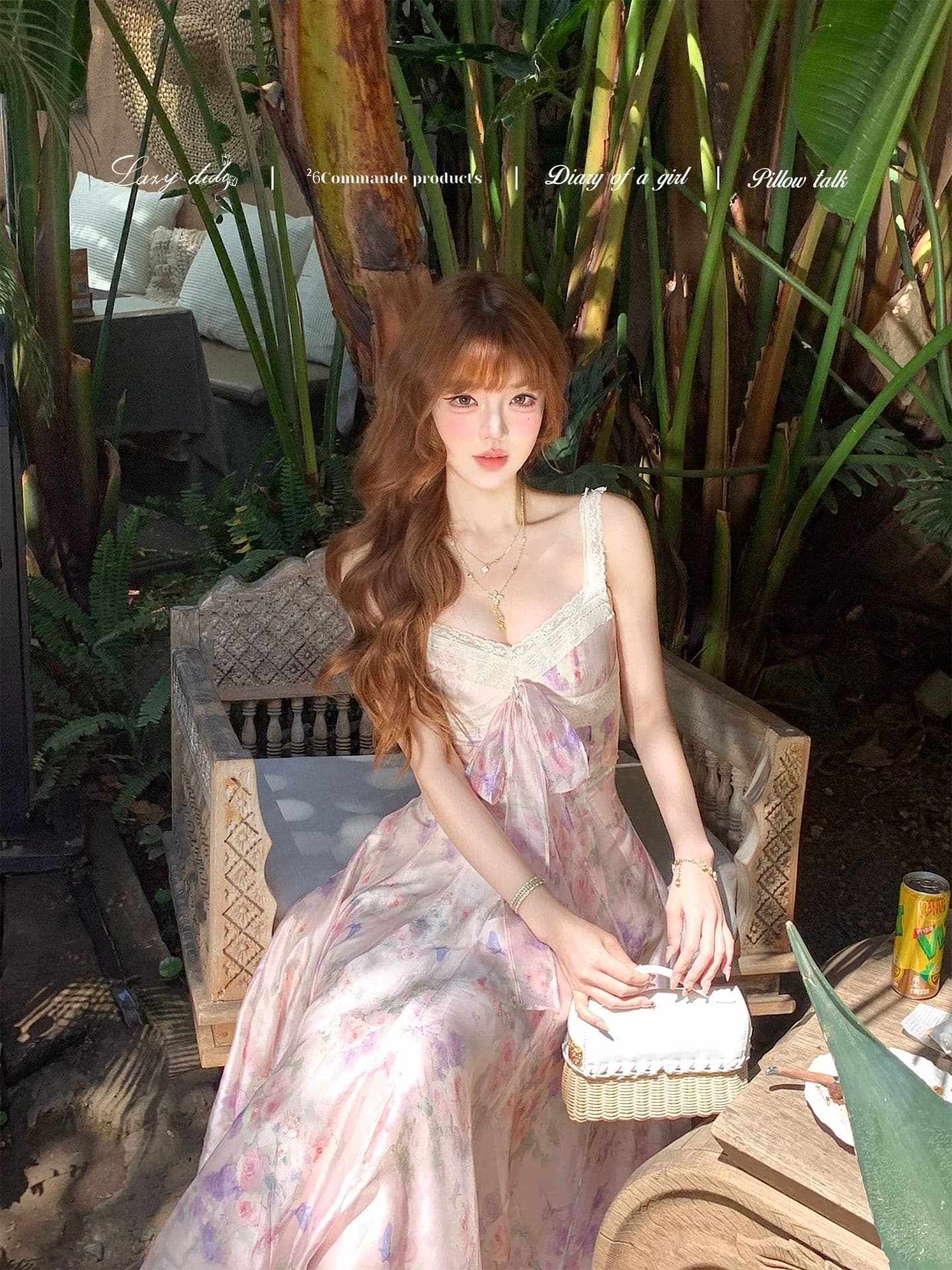 lazydidi 꽃 편지 암호 헤일로 염색 유화 꽃무늬 10 개입 서있는 자르다 허리 수축 드레스 슬립 큰 진자 롱 스커트 이미지 2