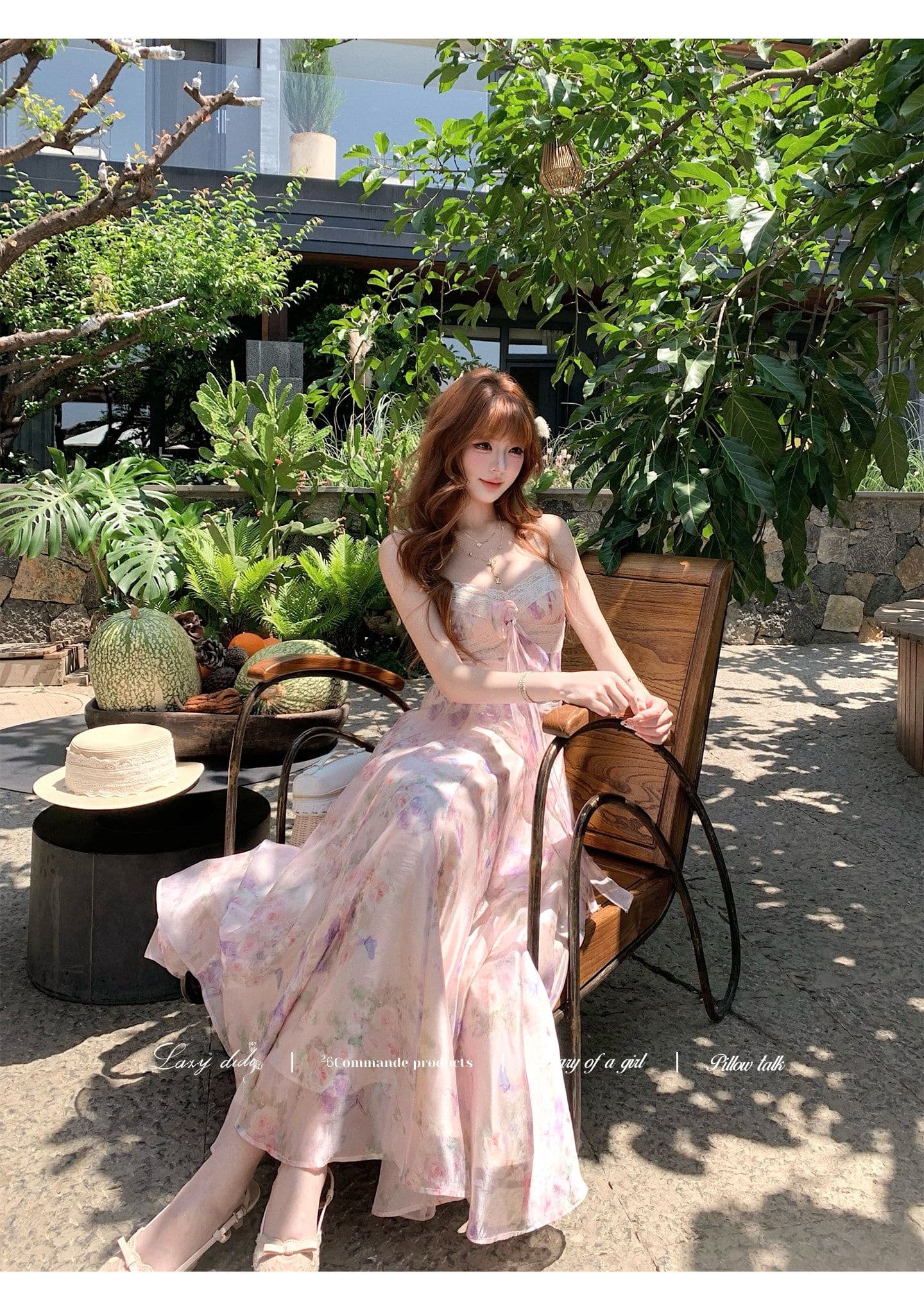 lazydidi 꽃 편지 암호 헤일로 염색 유화 꽃무늬 10 개입 서있는 자르다 허리 수축 드레스 슬립 큰 진자 롱 스커트 상세 이미지 11