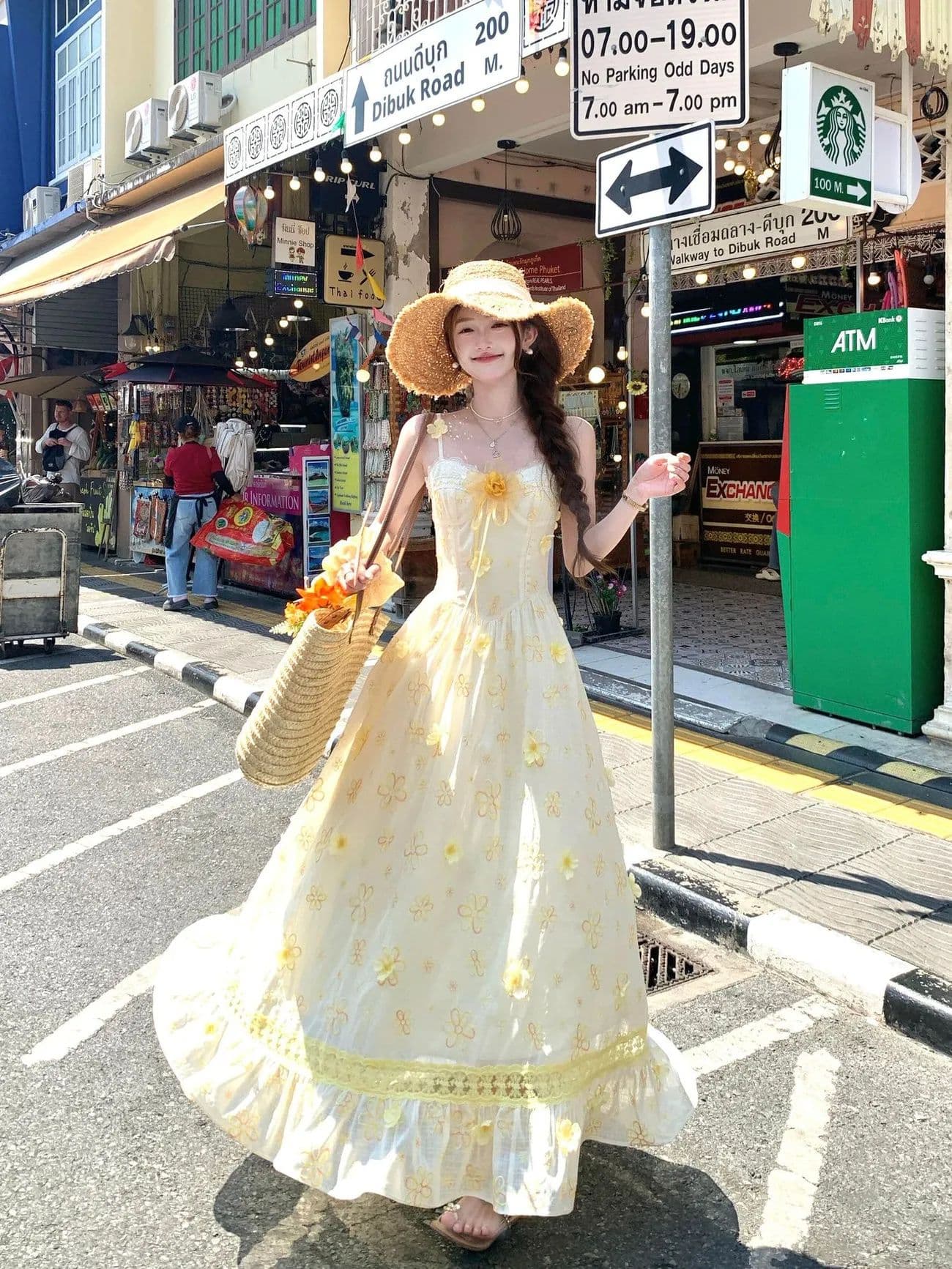 버터 데이지 분위기 센스 휴가 바람 황색 레이스 슬립 꽃무늬 드레스 황색 얇은 스타일 오픈 가디건 상세 이미지 7