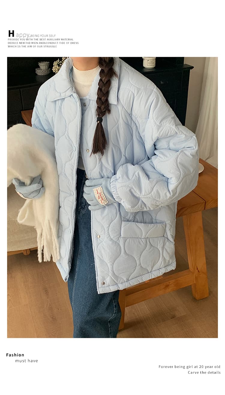 실사 도파민 색상 링 그리드 면 의류 여성 새로운 레트로 재킷 패딩 재킷 루즈핏 인사이드 바닥 양털 한국 스타일 상세 이미지 25