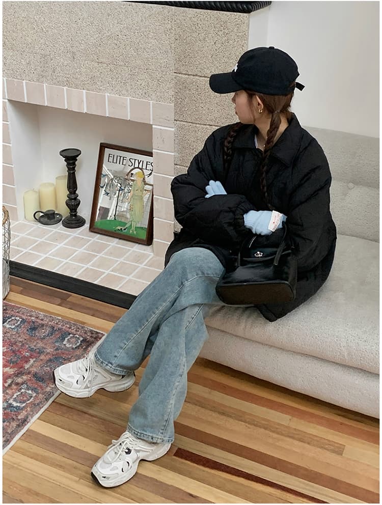실사 도파민 색상 링 그리드 면 의류 여성 새로운 레트로 재킷 패딩 재킷 루즈핏 인사이드 바닥 양털 한국 스타일 상세 이미지 33