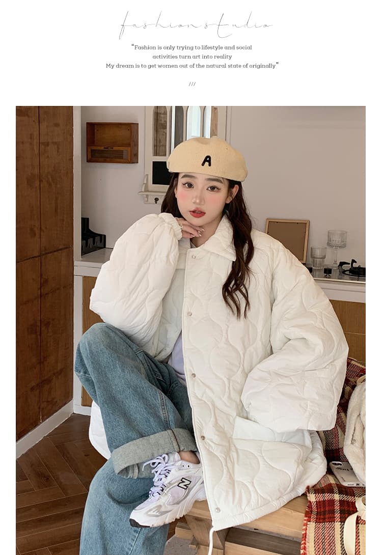 실사 도파민 색상 링 그리드 면 의류 여성 새로운 레트로 재킷 패딩 재킷 루즈핏 인사이드 바닥 양털 한국 스타일 상세 이미지 52