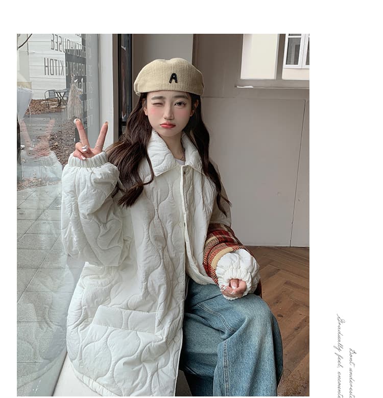 실사 도파민 색상 링 그리드 면 의류 여성 새로운 레트로 재킷 패딩 재킷 루즈핏 인사이드 바닥 양털 한국 스타일 상세 이미지 55