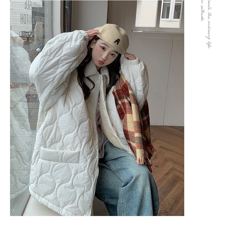 실사 도파민 색상 링 그리드 면 의류 여성 새로운 레트로 재킷 패딩 재킷 루즈핏 인사이드 바닥 양털 한국 스타일 상세 이미지 56