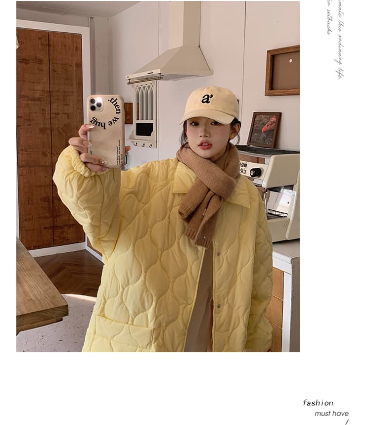 실사 도파민 색상 링 그리드 면 의류 여성 새로운 레트로 재킷 패딩 재킷 루즈핏 인사이드 바닥 양털 한국 스타일 상세 이미지 68