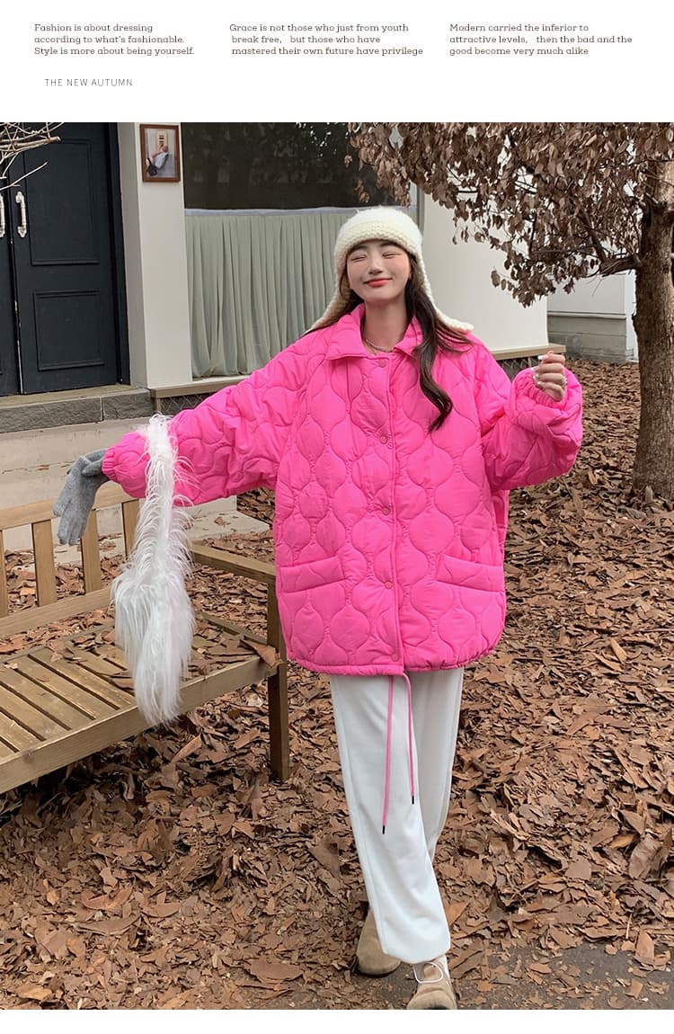 실사 도파민 색상 링 그리드 면 의류 여성 새로운 레트로 재킷 패딩 재킷 루즈핏 인사이드 바닥 양털 한국 스타일 상세 이미지 72