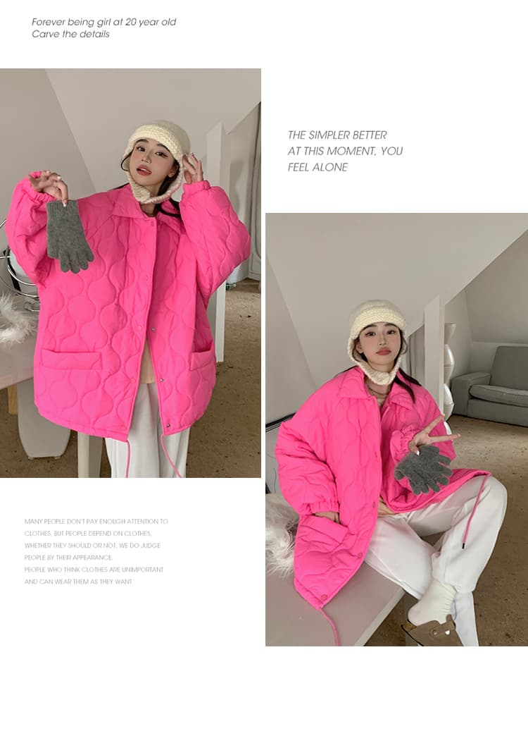 실사 도파민 색상 링 그리드 면 의류 여성 새로운 레트로 재킷 패딩 재킷 루즈핏 인사이드 바닥 양털 한국 스타일 상세 이미지 78