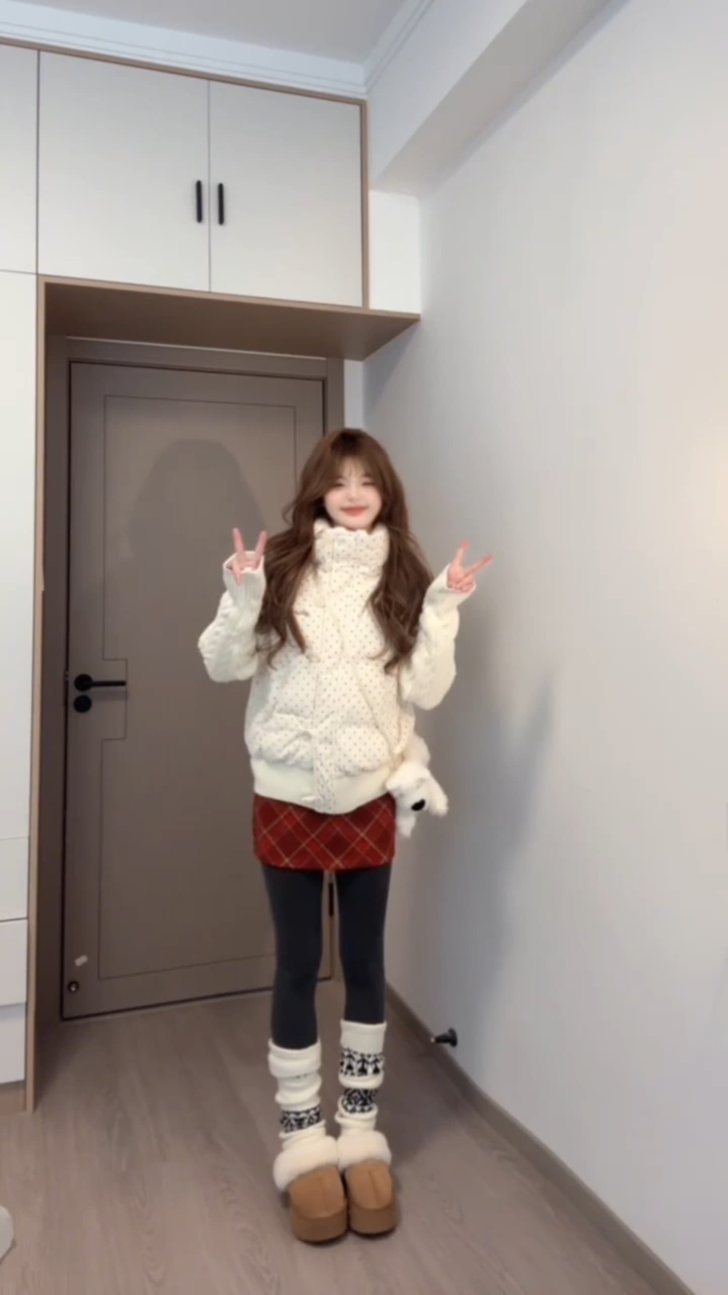 한 부서 달콤함 도트 무늬 니트 패치워크 긴팔 면 의류 여성 코트 겨울 루즈핏 두꺼운 쇼트 스타일 보온 패딩 재킷 상세 이미지 26