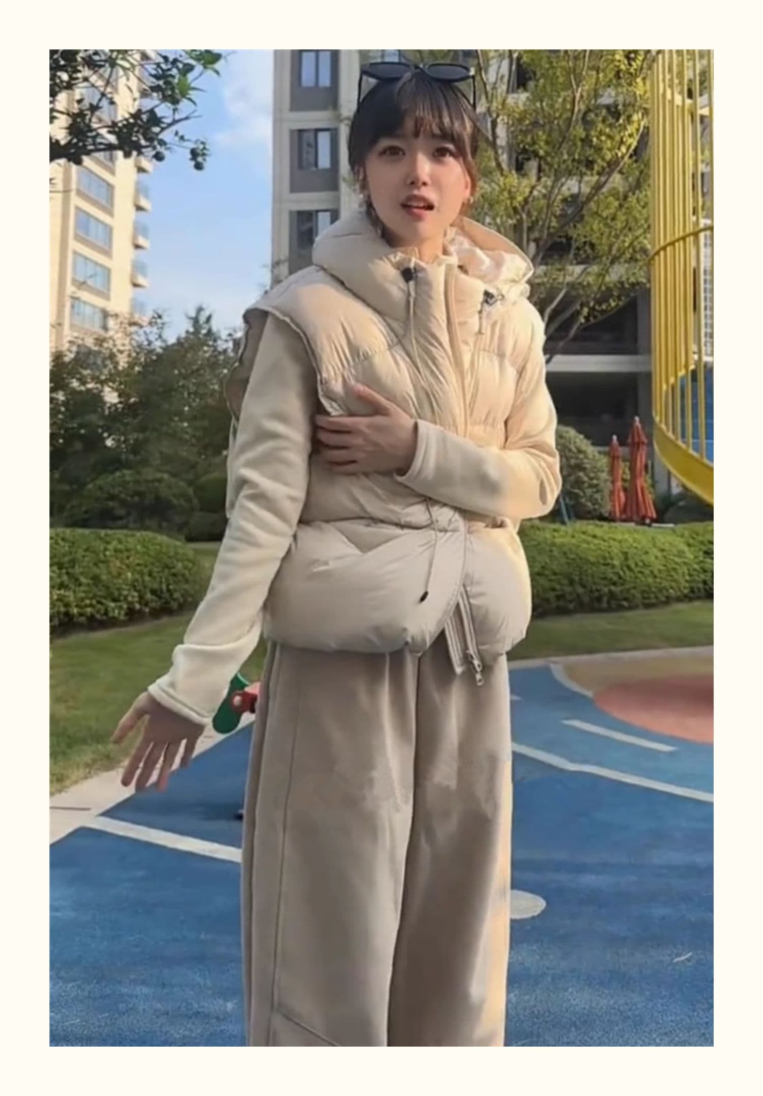 다운 코튼 베스트 여성 짧은 후드 새로운 2026 한 루즈핏 고급 센스 작은 키 조끼 어깨 재킷 상세 이미지 28