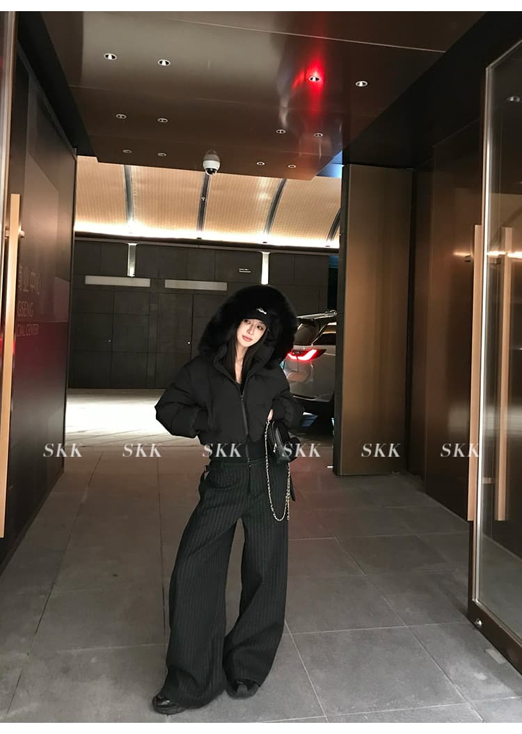 후드 큰 모피 칼라 아래 면화 의류 여성 2026 년 겨울 새로운 두꺼운 쇼트 스타일 다용도 면 옷 작은 키 재킷 상세 이미지 37
