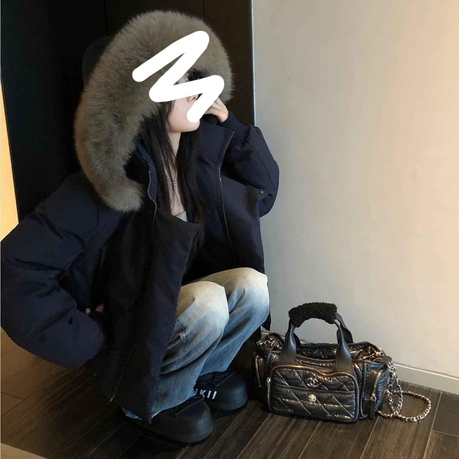 블루스 순간 여우 모피 칼라 쇼트 스타일 자이언트 잘 생긴 다운 재킷 여성 머저리 작은 키 재킷 새로운 코튼 자켓 이미지 2