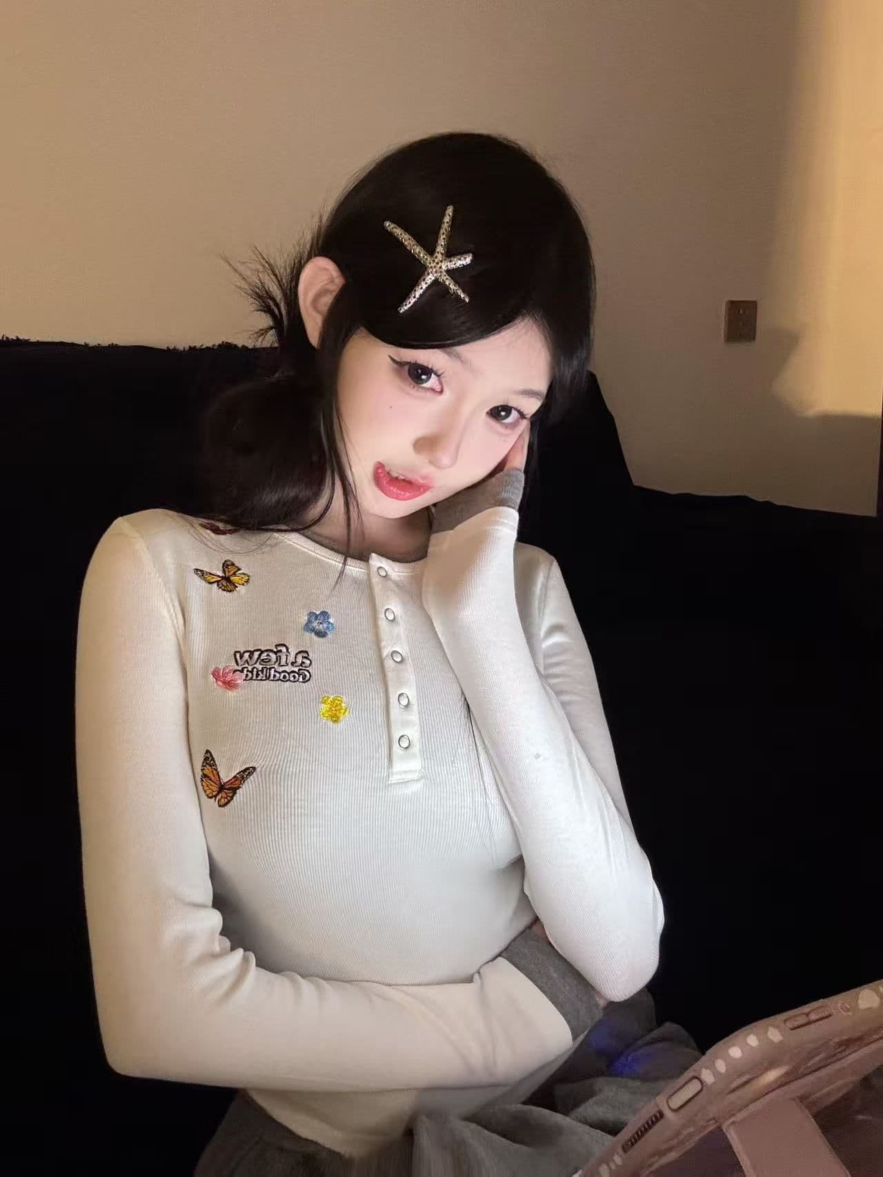 원본 솜씨 자수 네리 가게 천 광저우 원단 페이크 레이어드 몸매 가꾸기 긴팔 여성 상세 이미지 2