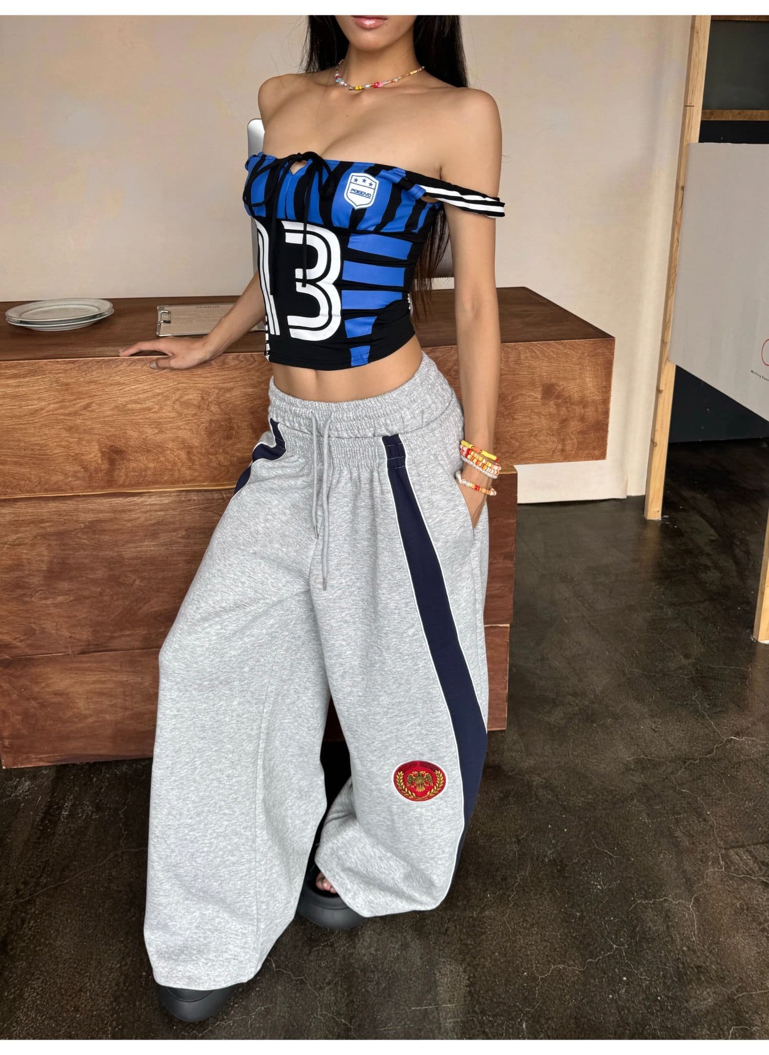 순면 더블 허리 머리 아메리칸 더블 머리 허리 휘장 자수 디자인 웨이 바지 루즈핏 넓은 다리 도루 센스 캐주얼 긴 바지 상세 이미지 16