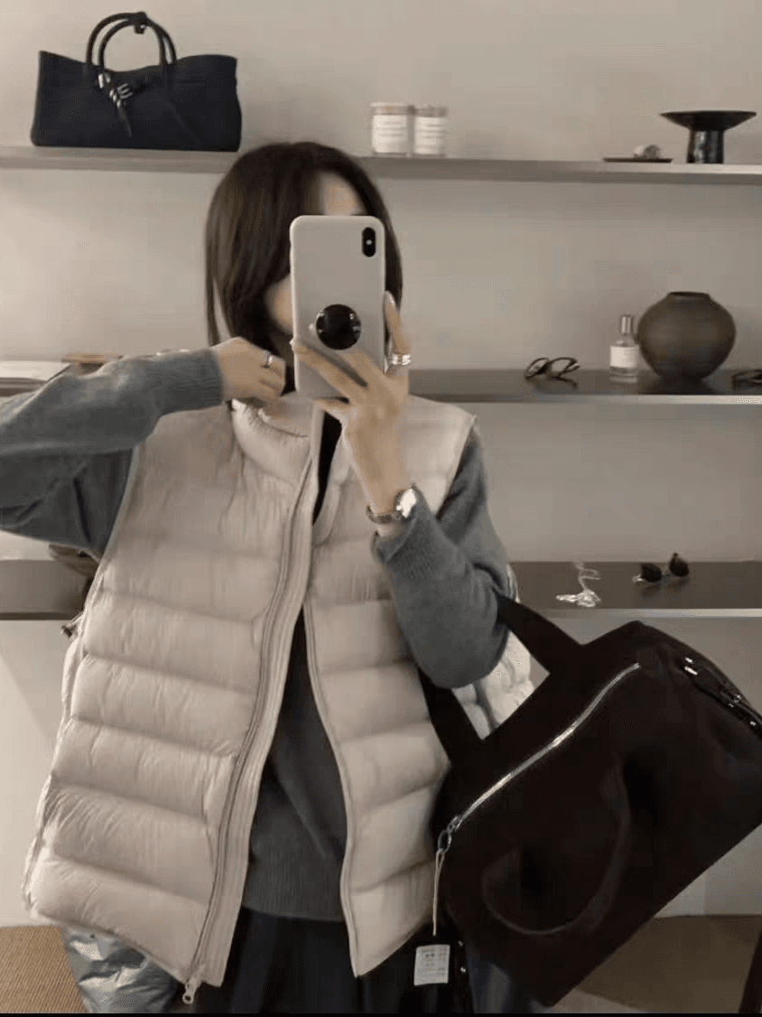 얇고 가벼운 갈비 살 다운 코튼 베스트 여성 짧은 2026 가을 겨울 새로운 한국 스타일 루즈핏 스탠드 칼라 슈퍼 잘 생긴 조끼 상세 이미지 10